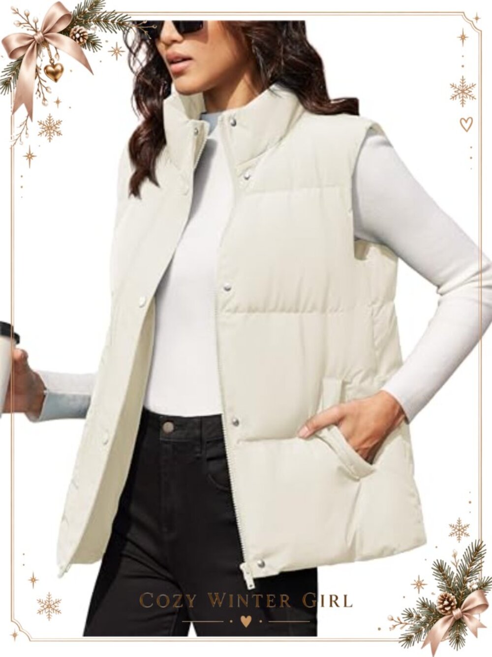 Womens Puffer Vest Sleeveless Quilted Zip Up Padded Winter Outerwear